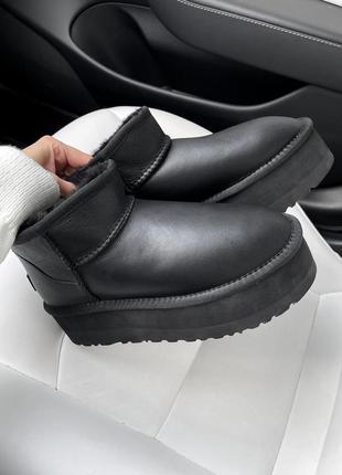 Угги ugg ultra mini platform black leather распродаж2 фото