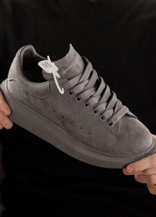 Чоловічі кросівки  замшеві alexander mcqueen dark grey2 фото
