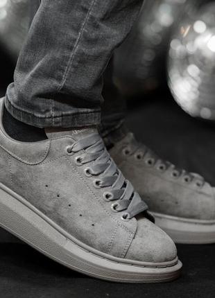 Чоловічі кросівки  замшеві alexander mcqueen dark grey1 фото