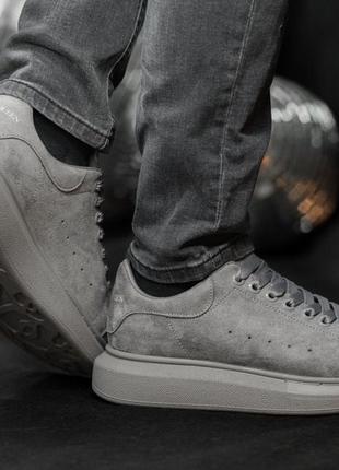 Чоловічі кросівки  замшеві alexander mcqueen dark grey6 фото