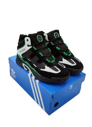 Зимові кросівки adidas niteball black green (хутро)❄️5 фото