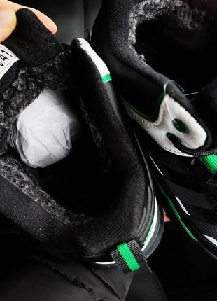 Зимові кросівки adidas niteball black green (хутро)❄️3 фото