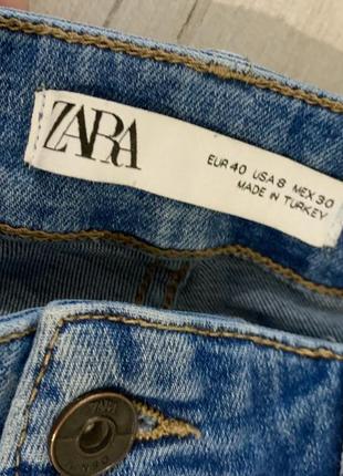 Джинсы zara, джинсы с разрезами, джинсы высокая посадка с разрезами3 фото