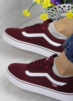 Женские кеды vans old skool бордовые с белым / smb ✔️4 фото