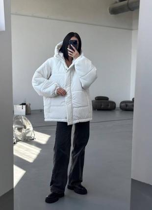 Нереально стильная зимняя молочная куртка пуховик 2024