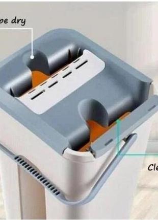 Универсальная швабра лентяйка с системой отжима комплект для уборки cleaning mop швабра+ведро+насадка из микро4 фото