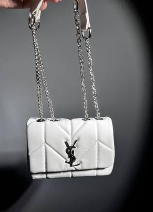 Жіноча сумка yves saint laurent puff mini white/silver люкс якість