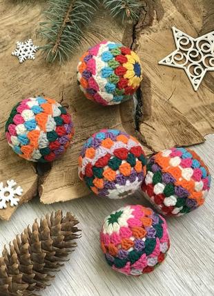 5 шт вязаные крючком разноцветные шары, ручная работа, новогодний декор на елку, рождественские укра5 фото