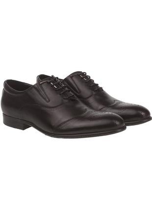 Туфли мужские кожаные с перфорацией черные на шнуровке 2323