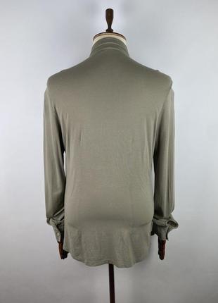 Оригинальная мужская рубашка хлопок шелк falconeri cotton silk slim fit khaki shirt7 фото