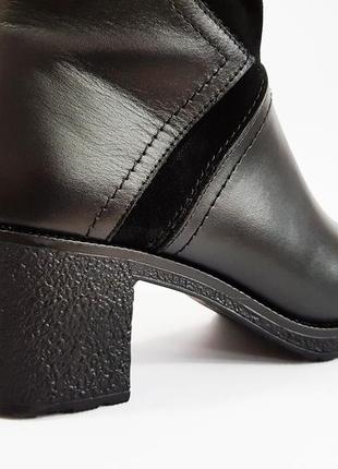 Сапоги зимние женские натуральные кожаные замша на каблуке повседневные модные чёрные romax 54306 фото