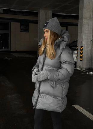 Зимний удлиненный пуховик с капюшоном / куртка удлиненная зима до -255 фото