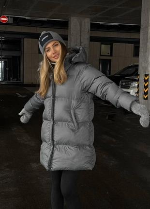Зимний удлиненный пуховик с капюшоном / куртка удлиненная зима до -258 фото