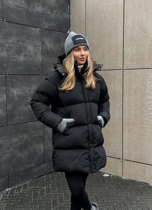 Зимний удлиненный пуховик с капюшоном / куртка удлиненная зима до -259 фото