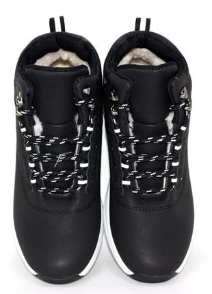 Підліткові зимові чорні черевики кросівки з хутром на хлопчика,на шнурівці,підліткове...