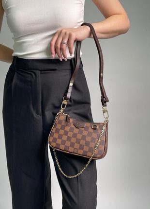 Женская сумка louis vuitton easy pouch on strap monogram brown