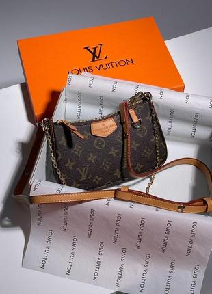 Женская сумка louis vuitton easy pouch on strap monogram brown