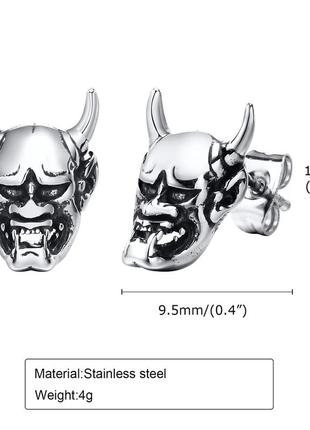 Крутые серьги гвоздики дьявол 😈 готика метал панк нержавеющая сталь6 фото