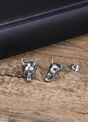 Крутые серьги гвоздики дьявол 😈 готика метал панк нержавеющая сталь4 фото