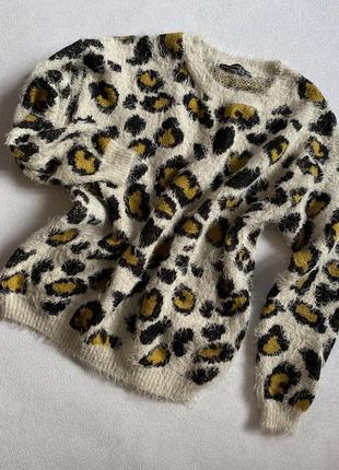 Мохнатый свитер, свитер в леопарде