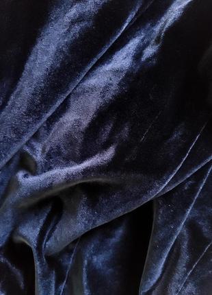 Бархатная велюровая юбка мини синяя3 фото