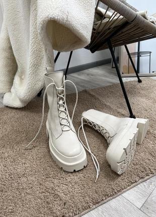 Зимние кожаные ботинки dana bt136 (крем) 37 размер2 фото