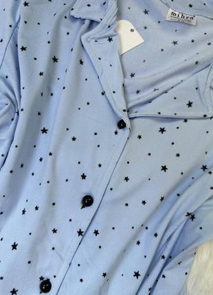 Голубая пижама вискоза/домашний костюм рубашка и штаны s-2xl2 фото