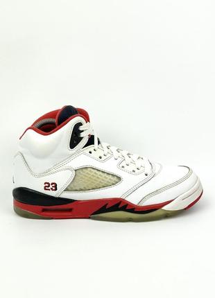 Кроссовки nike air jordan 5 retro fire 23 440888-120 белые высокие кожаные баскетбольные 2013 размер 37 37.5 382 фото