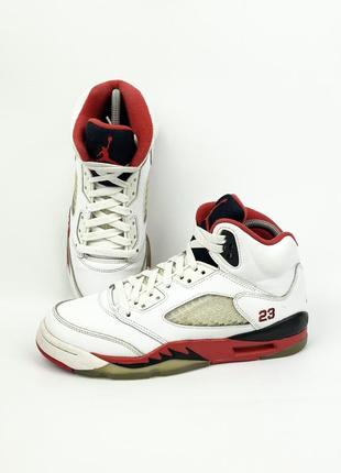 Кроссовки nike air jordan 5 retro fire 23 440888-120 белые высокие кожаные баскетбольные 2013 размер 37 37.5 38