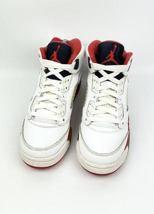 Кроссовки nike air jordan 5 retro fire 23 440888-120 белые высокие кожаные баскетбольные 2013 размер 37 37.5 384 фото