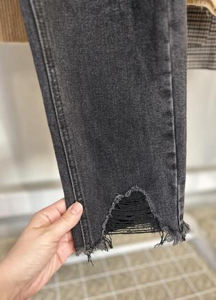 Черные графитовые джинсы mom slim 🖤🍂6 фото