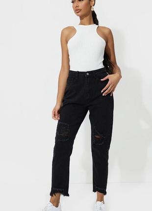 Черные графитовые джинсы mom slim 🖤🍂