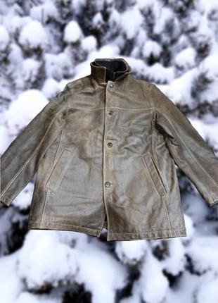 Зимова шкіряна куртка rosner оригінальна коричнева