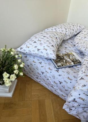 Белое постельное белье цветочный нежный принт4 фото