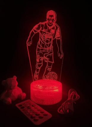 3d лампа месси, подарок для фанатов футбола, светильник или ночник, 7 цветов, 4 режима и пульт3 фото