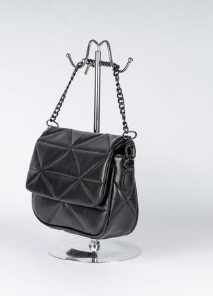 Женская сумка черная сумка стеганая сумка кросс-боди клатч на широком ремне2 фото