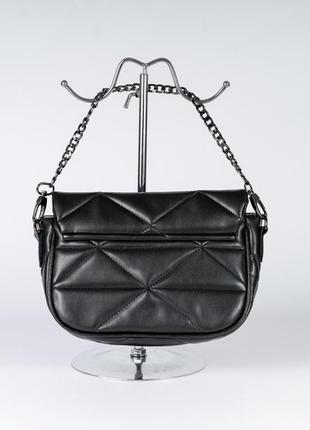 Женская сумка черная сумка стеганая сумка кросс-боди клатч на широком ремне3 фото
