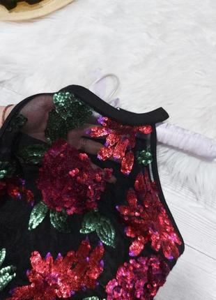 Розкішна сукня в паєтки квіти святкова сукня по фігурі плаття з паєтками 44 42 розпродаж4 фото