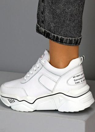 Белые кожаные кроссовки, женские кожаные кроссовки 36-39р код 16432