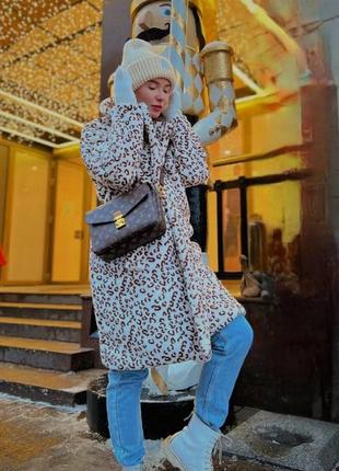 Эко шуба трендовая шуба из искусственного меха тедди белый леопард