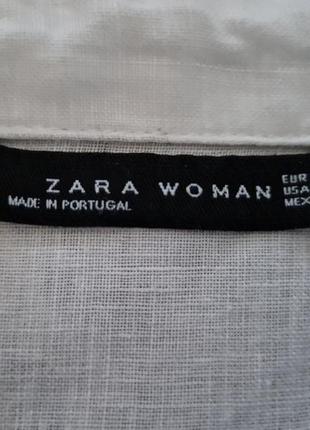 Белая рубашка zara из льна6 фото