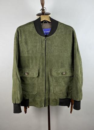 Італійська замшева куртка бомбер vera pelle real leather suede bomber jacket1 фото