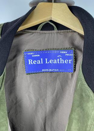 Итальянская замшевая куртка бомбер vera pelle real leather suede bomber jacket8 фото