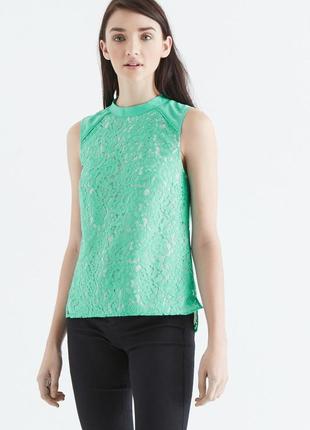 Красивая гипюровая блузка "oasis" нежно-зелёного цвета. размер uk12/eur38.