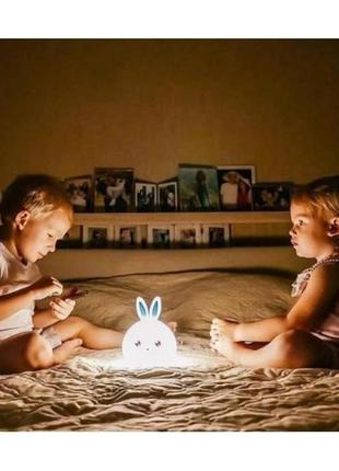 Силіконовий нічний світильник зайчик дитячий led лампа 7 кольорів3 фото