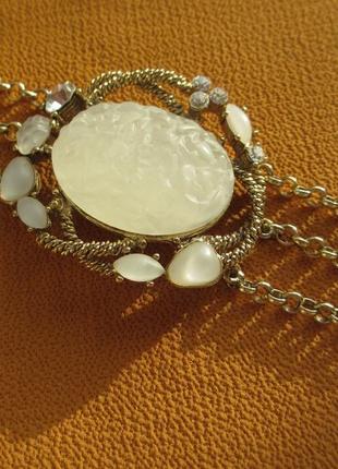 Браслет на цепочках вставка матовое стекло