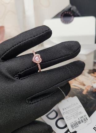 Кольцо пандора серебро s925 ale оригинальная бирка сердце розовое золото сердечки камни каблучка перстень новое