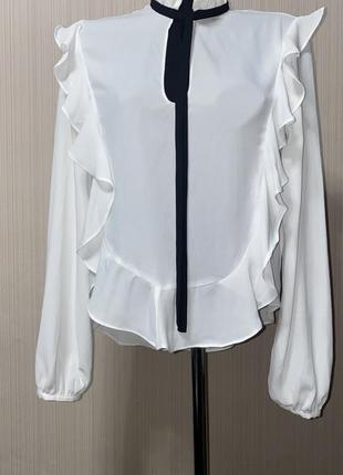 Белая блуза манго с воротником2 фото
