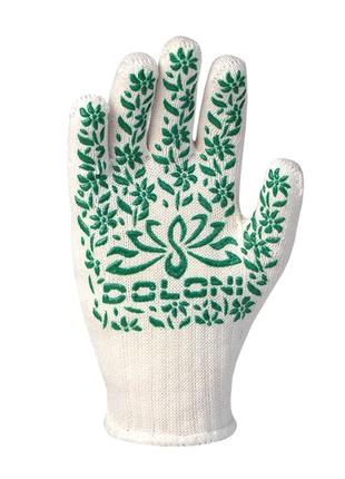 Рукавиці doloni "лотос" трикотажні робочі білосніжні пвх 10 клас 9 розмір арт. 620
