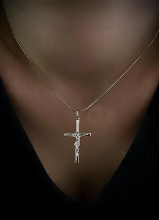 Срібний хрестик з розп'яттям ісуса христа2 фото